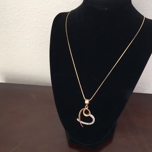 Gold/Diamond Heart Pendant on Gold Chain